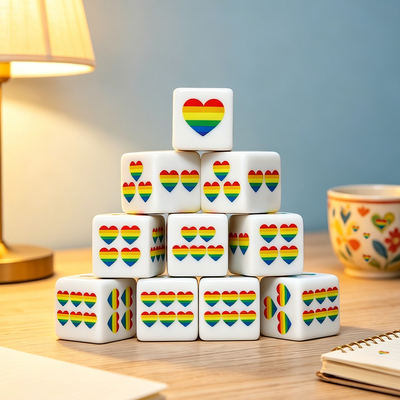 Board Game Electronic Table - CANDYPIXEL 12Pcs Rainbow Heart D6 dice,