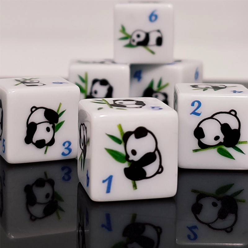 Board Game Print - Panda Print 6-sided Game Dice 16mm