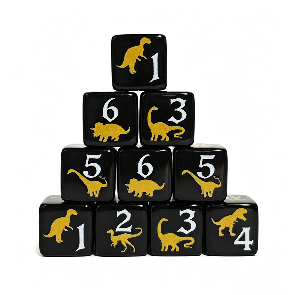 Board Game Print - 12PCS Black & Yellow Dinosaur Acrylic