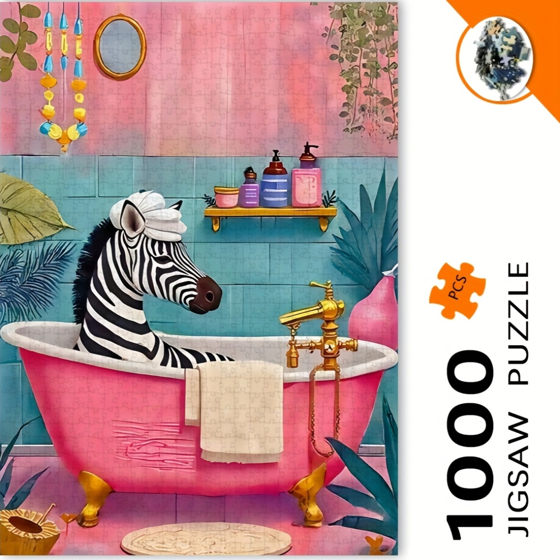 Jigsaw Puzzle Adult - 1000pcs Zebra in Bubble Bath Jigsaw