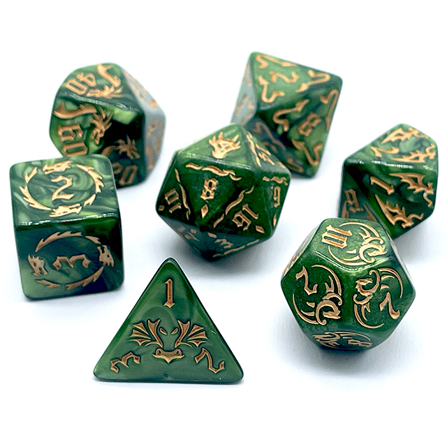 7Pcs Green Swirl Acrylic DND D - огляд і ціна Board Game Electronic Table