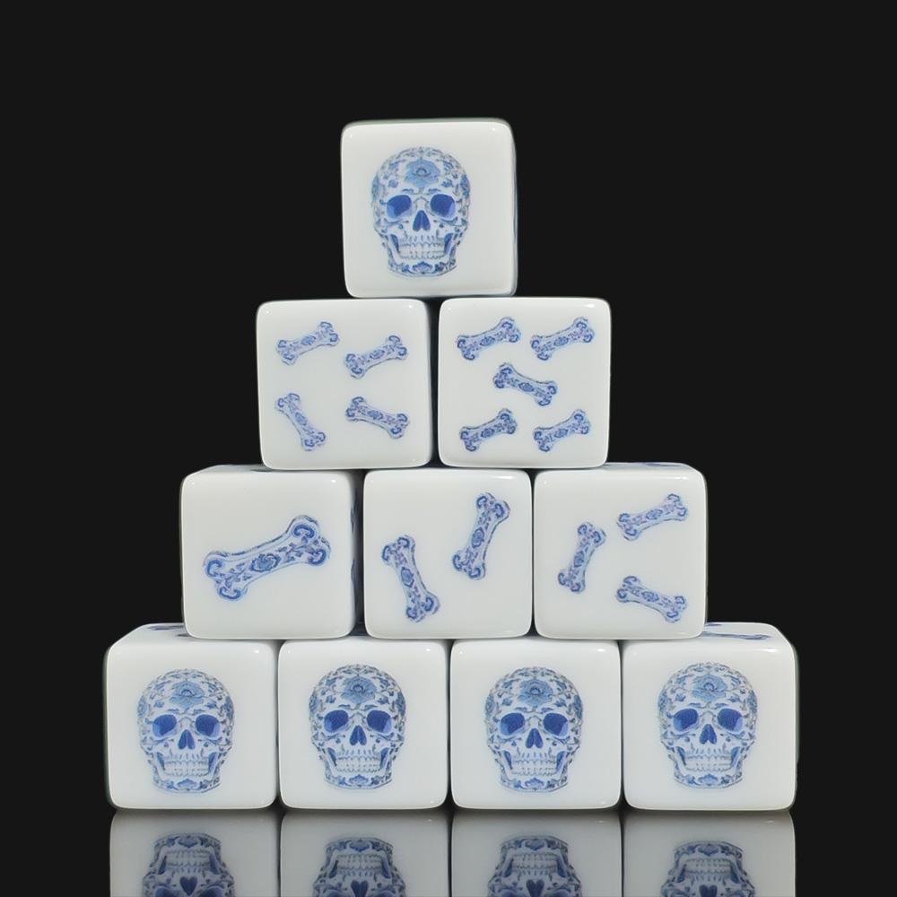 12Pcs 16MM Blue Floral Skull A - огляд і ціна Board Game Print
