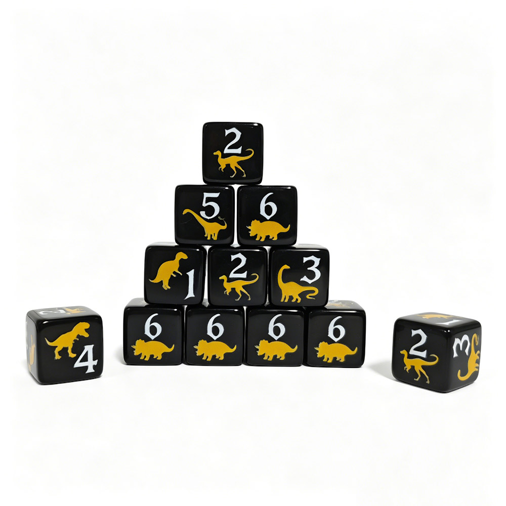 12PCS Black & Yellow Dinosaur  - огляд і ціна Board Game Print